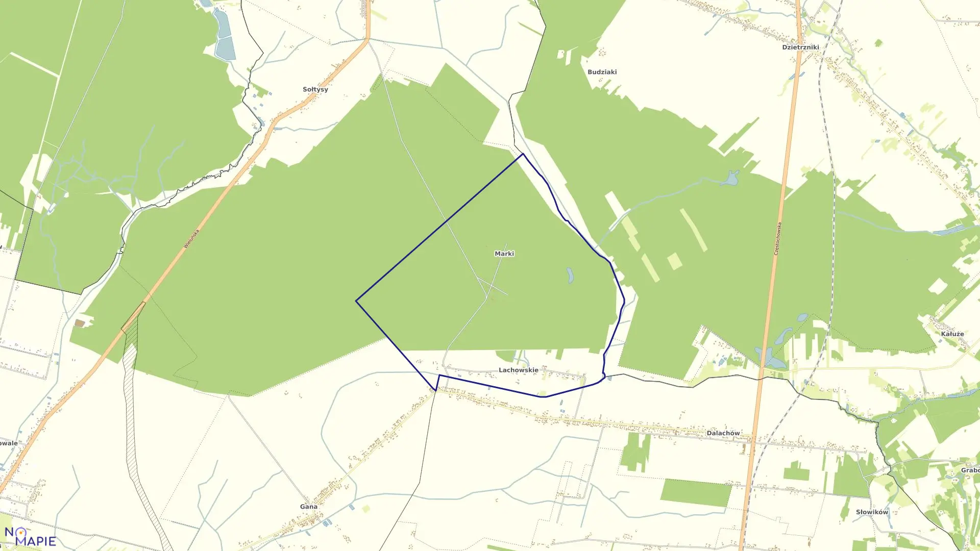 Mapa obrębu MARKI-LACHOWSKIE w gminie Praszka